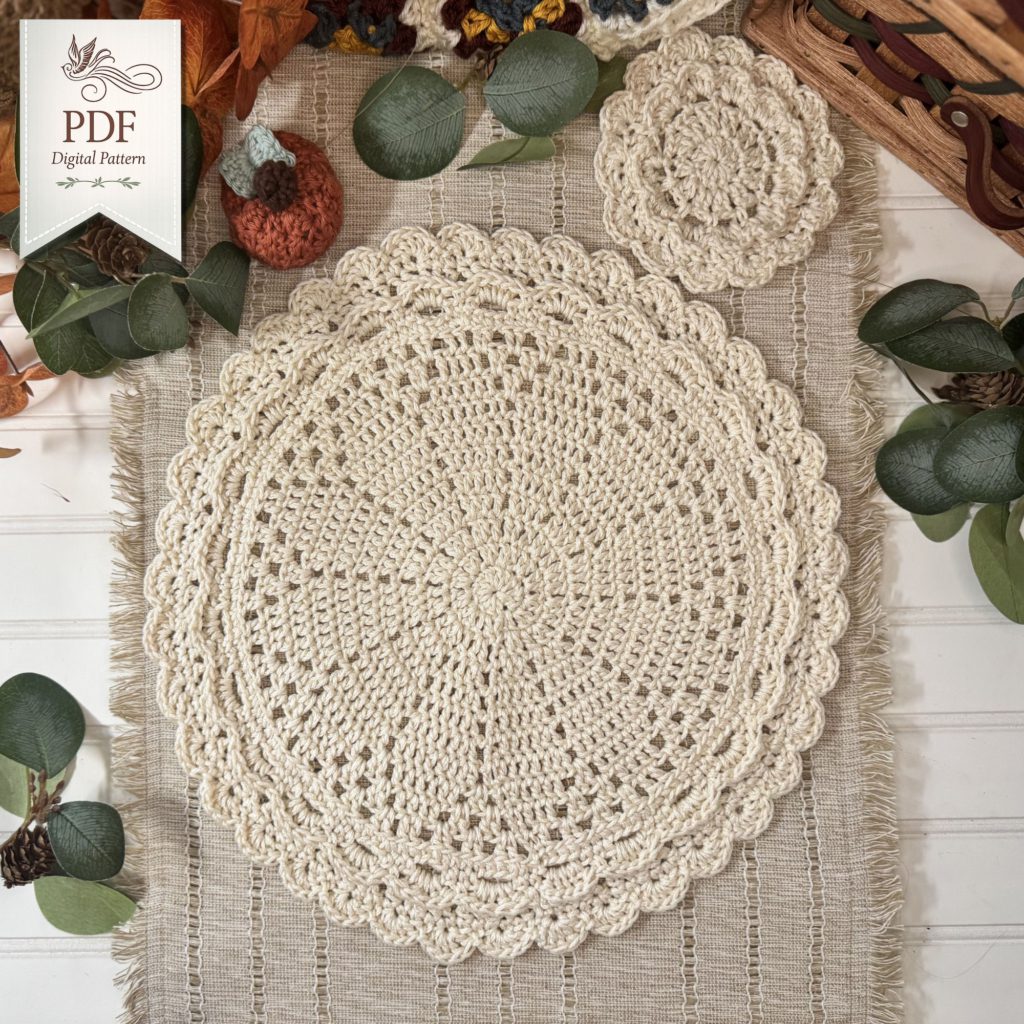 Scalloped Edge Crochet Placemat Pattern | Modern Table Decor PDF (Digital Download)