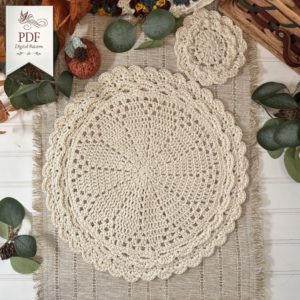 Scalloped Edge Crochet Placemat Pattern | Modern Table Decor PDF (Digital Download)