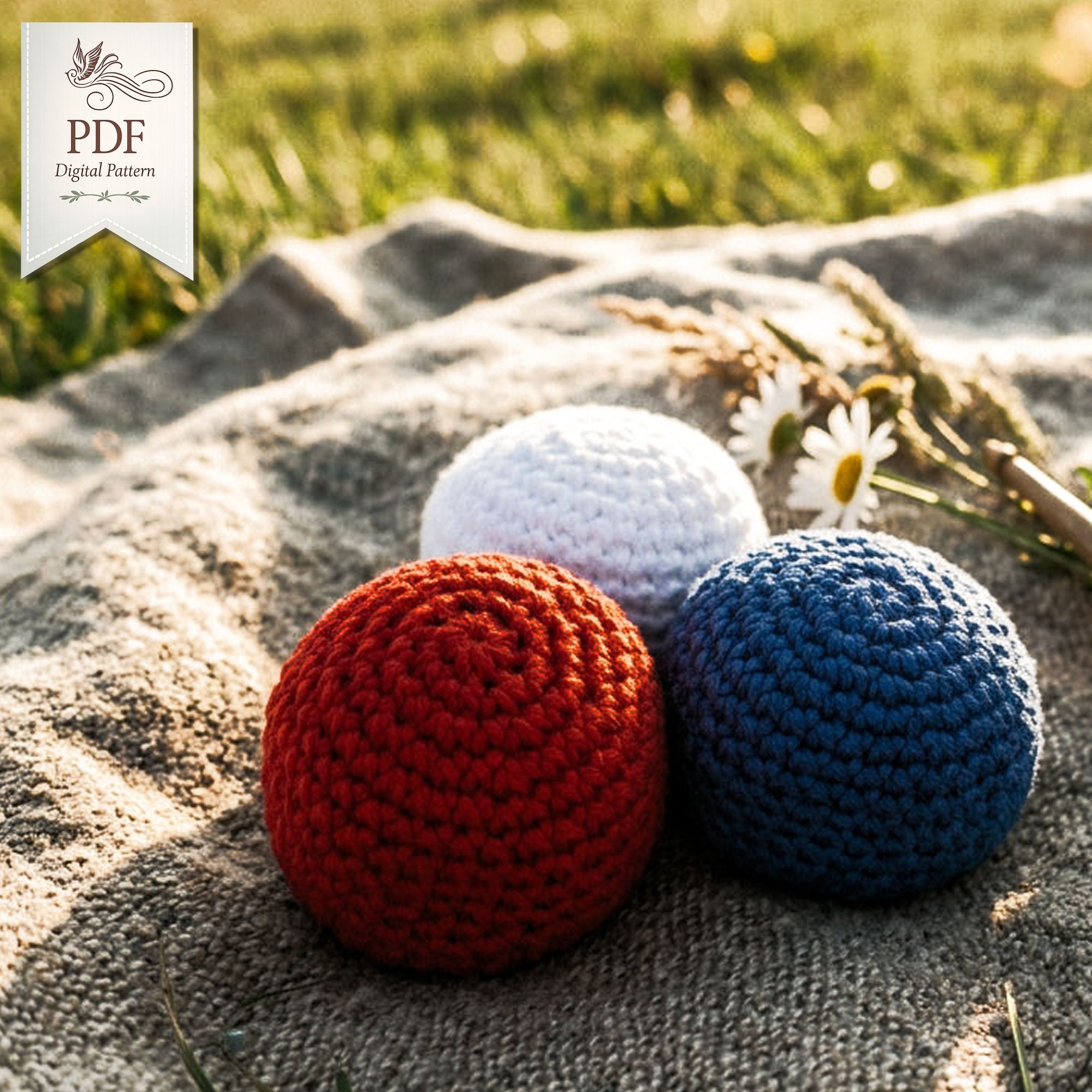 Crochet Footbag Pattern | Hacky Sack Style, Quick PDF (Digital Download) - Image 1
