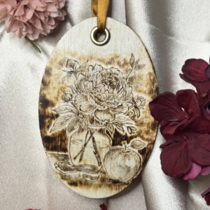Peony and an Apple Still life Ornament